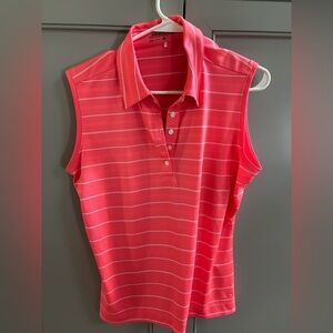 Nike golf orange sleeveless Polo Button Down Shirt lg